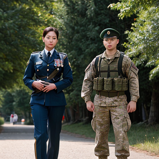 military man and woman next to eachother